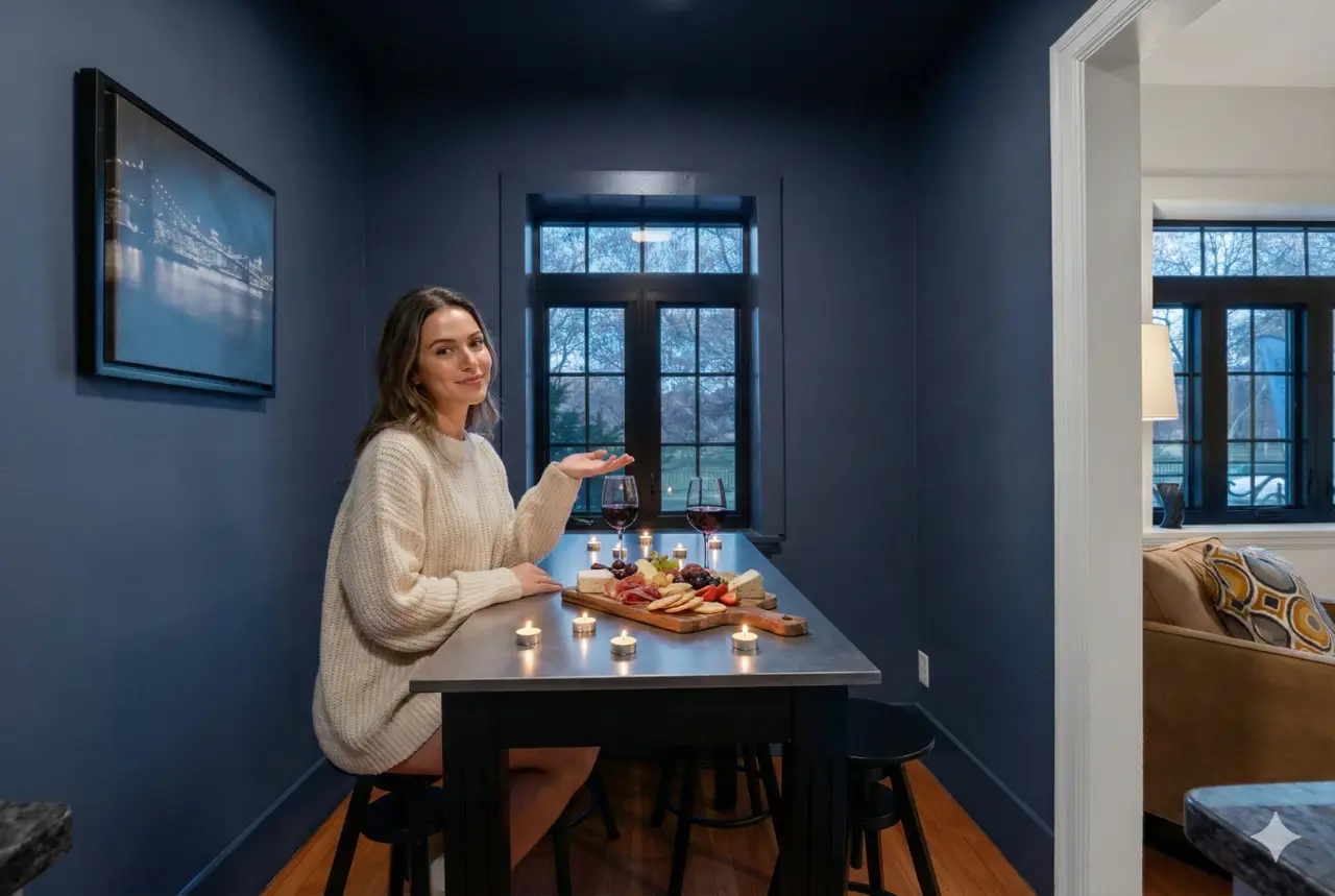 Modern kitchen in downtown Columbus apartment with stainless steel appliances