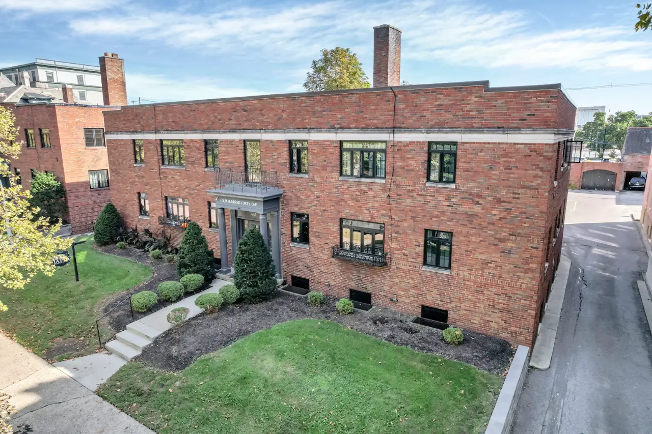 View of Topiary Park from apartment window in downtown Columbus